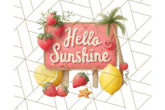 Strawberry Red Lemon Yellow Summer Clipart PNG, Summer Icons Product Image 3