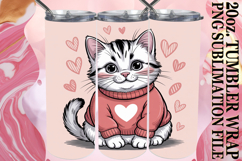 Lively smiles 20oz tumbler wrap, Valentines Cat Product Image 1
