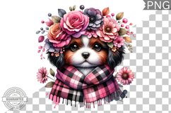 Dog With Flowers Sublimation - Clipart PNG Design Product Image 1