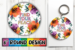 Radiant Circle Sublimation Keychain, Flower Quote Product Image 1