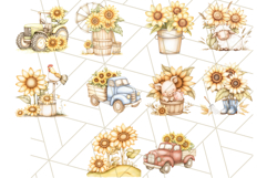 Muted Sunflower Clipart, Watercolor Farmhouse Florals Png Product Image 6