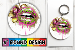 Sublimation Circle Ornaments PNG, Dripping Lips Product Image 1