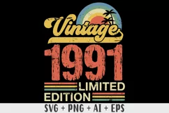 Vintage 1991 Limited edition SVG - 32nd Birthday SVG T-shirt Product Image 1