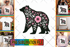 Stylish Tote Bag Gift Magic PNG, Flower Animals Product Image 1