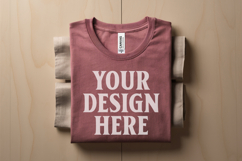 Heather Mauve Folded Bella Canvas 3001 Flat Lay T-Shirt Mock Product Image 1