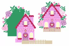 Valentine's Cottage Card Valentine's Day Card SVG 3D Papercu Product Image 3