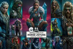 Norse Jotuns Fantasy Digital Papers Viking Mythology Backgro Product Image 1