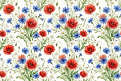 pattern with red poppy field blue cornflowers Product Image 1