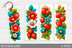 Strawberry Bookmark Design. Berries Bookmark Printable Product Image 1