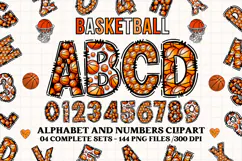 Basketball sport alphabet clipart, basketball letters doodle Product Image 1