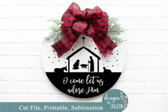 Round Christmas Sign SVG, Sublimation, Printable, Cricut Product Image 1