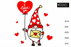 Valentine gnome I love you svg, Valentines day heart clipart Product Image 2