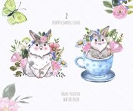 Watercolor Cute Bunny Easter Spring Little Rabbit Clipart Product Image 2