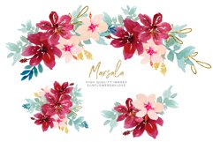 Watercolor Marsala Flowers Clipart, Flowers clipart Product Image 3