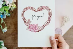 Watercolor Heart Valentine Wreath Boho Clipart Product Image 2