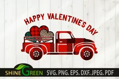 Valentine Truck SVG, Valentines SVG Hearts, Buffalo Plaid Product Image 2