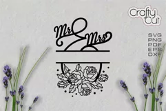 Mr and Mrs sign, Family Last Name Floral wreath, Rustic Sign Product Image 2