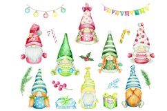 Christmas Gnome Clipart. Watercolor Scandinavian cute gnomes Product Image 3