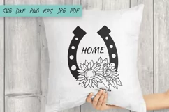 Horseshoe and Sunflower SVG, Floral horseshoe SVG Product Image 3