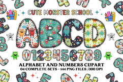 CUTE MONSTER SCHOOL Alphabet A-Z Numbers Clipart PNG 300 DPI Product Image 1