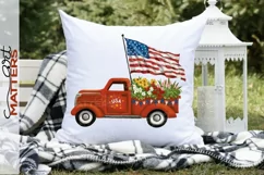 USA Patriotic Vintage Truck - Hand Painted - 300 DPI Product Image 1