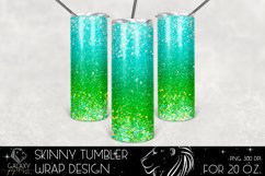 Green Blue Glitter 20 Oz. Skinny Tumbler Wrap Sublimation Product Image 1