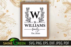 Farmhouse Monogram SVG Flower Wreath Family, Home Sign SVG Product Image 1
