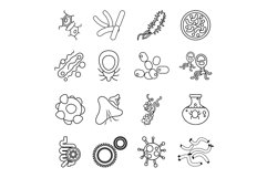 Virus bacteria icons set, outline style Product Image 1