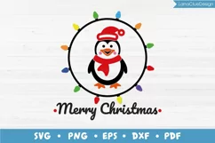 Christmas Penguin with Lights Bulbs - Merry Christmas SVG Product Image 1