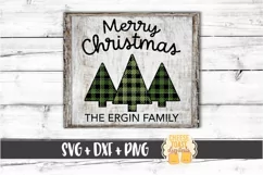 Merry Christmas - Buffalo Plaid Christmas Sign SVG PNG DXF Product Image 1