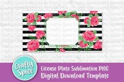 Black White Floral License Plate Sublimation Template Product Image 2