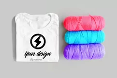Tee mockup with yarn