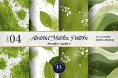 Matcha Green Tea Pattern, Matcha Aesthetic Digital Paper Product Image 1