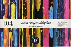 Neon Crayon Drip Texture | Bright Dripping Crayon Pattern Product Image 1