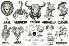 Vintage Zodiac Signs Clipart Product Image 1