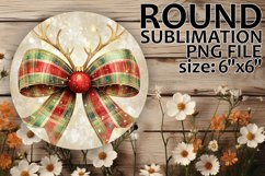 Blissful Keychain Round PNG Style, Holiday Bow Product Image 1