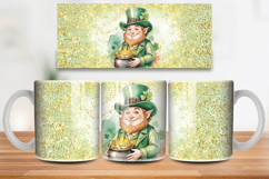 Cute Leprechaun Holding Pot of Gold Mug Wrap PNG Sublimation Product Image 1