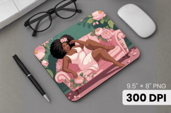 Afro Girl / Woman braided hair Mouse Pad, Black Queen PNG Product Image 1