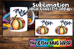 Cheerful hearts sublimation mug wrap, Pumpkin Watercolor Product Image 1