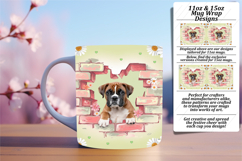 Stylish 11oz Mug Wrap Png Template , Cute Dog Product Image 1