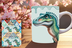Stylish 11oz Mug Wrap Png Design , Cute Dino Product Image 1