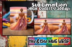 Pure elegance sublimation 11oz 15oz mug wrap, Women Product Image 1