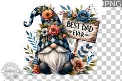 Best Dad Ever Sublimation - Father's Day Gnome Clipart PNG Product Image 1