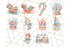 Coral and Aqua Christmas Clipart PNG, Pastel Holiday Art Product Image 8