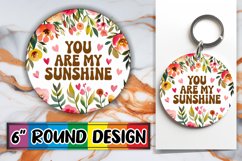 Joyful Circle Keychain Sublimation, Flower Quote Product Image 1