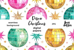 Retro Disco Balls Groovy Digital Papers Disco Christmas Seam Product Image 1
