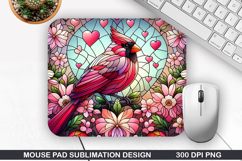Cardinal Mouse Pad Sublimation, Valentine Mouse Pad PNG Product Image 1