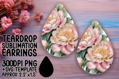 Trendy Teardrop Earrings Sublimation Art , Flowers Product Image 1