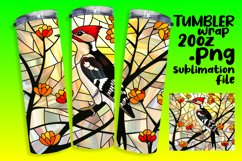 Tumbler Wrap Stained Glass Bird Design Sublimation Product Image 1