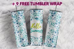 Hello Summer Blue Wildflowers Floral 20 oz tumbler design Product Image 1